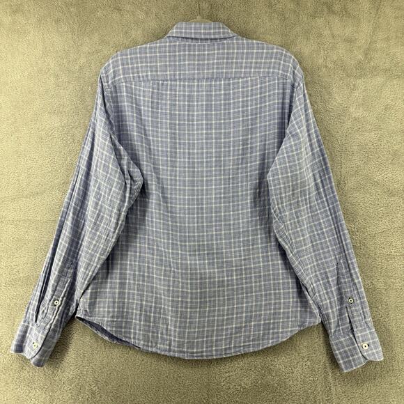 UNTUCKit Shirt Mens M Blue Plaid Brush Cotton Lined LS Button Front Collared - Picture 6 of 12